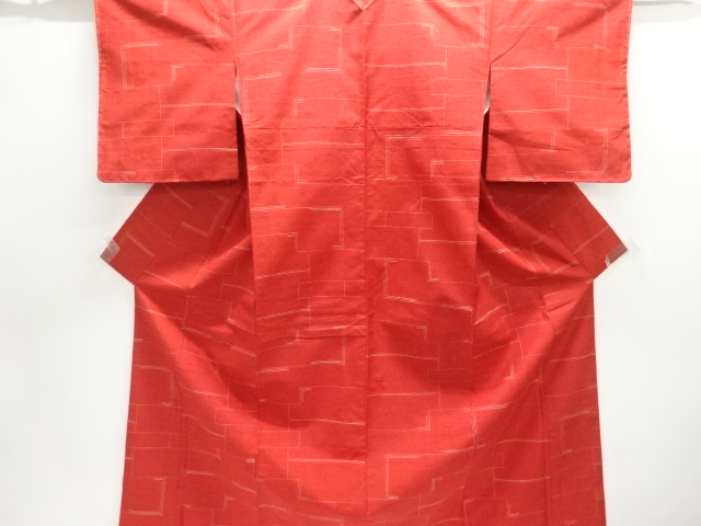 幾何学模様織り出し手織り紬着物